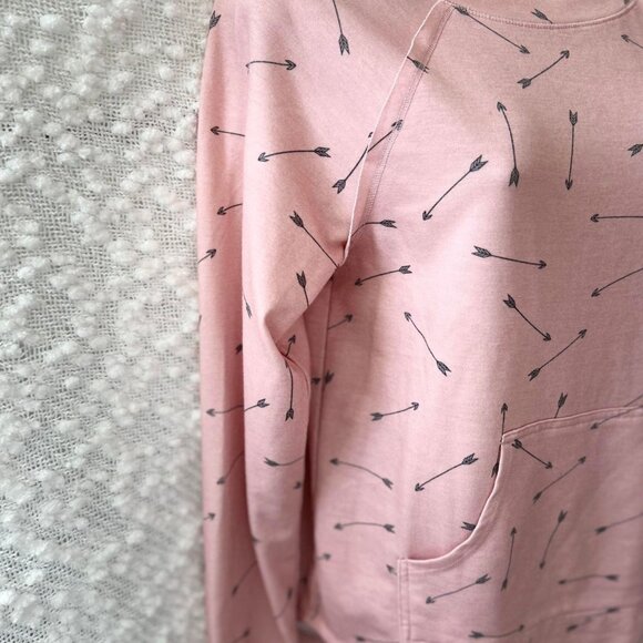 Women's Pink Crewneck Sweatshirt with Silver Arrows and Muff Pocket (pouch) - Picture 3 of 5